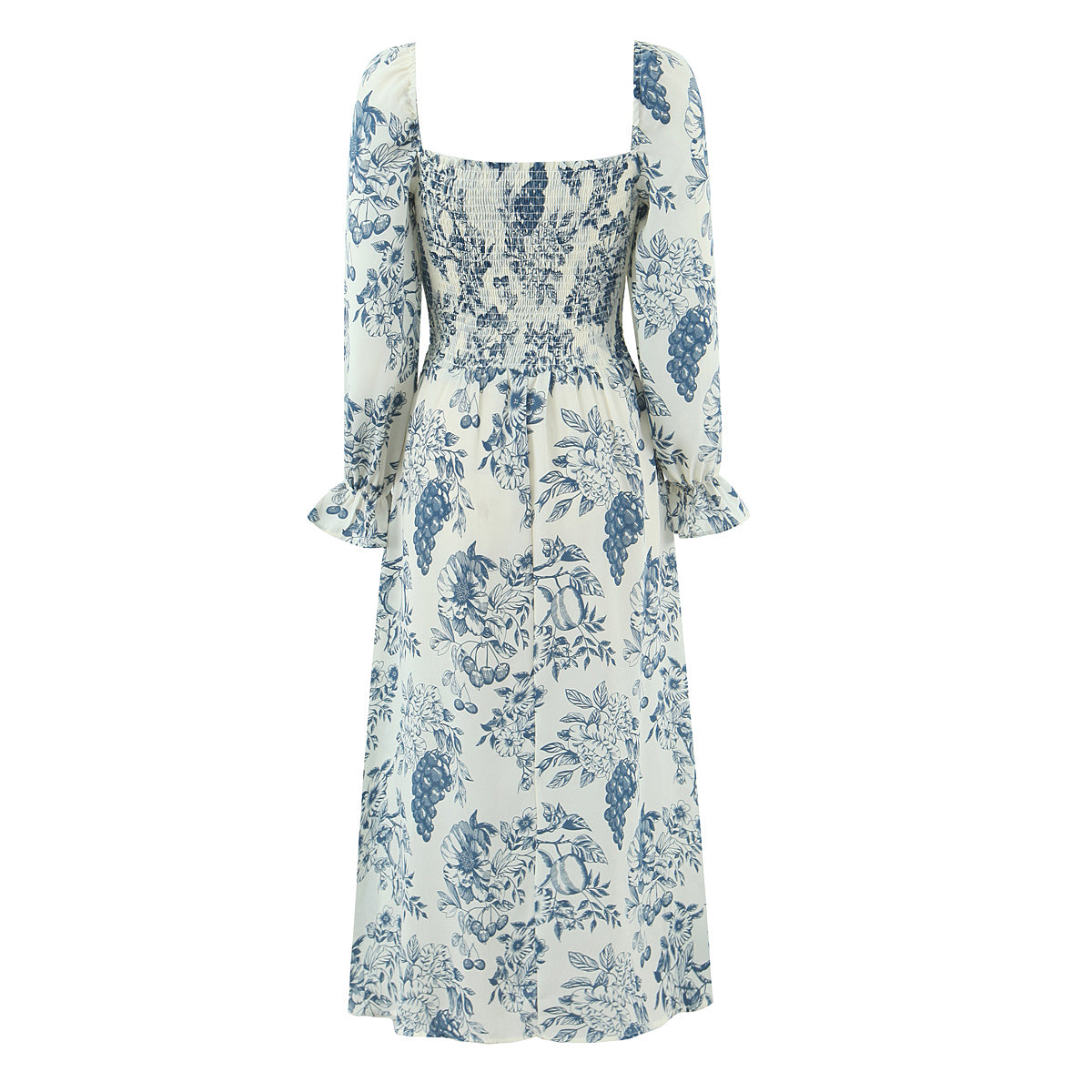 's Early Spring Square Collar Side Slit Ninth Sleeve Dress