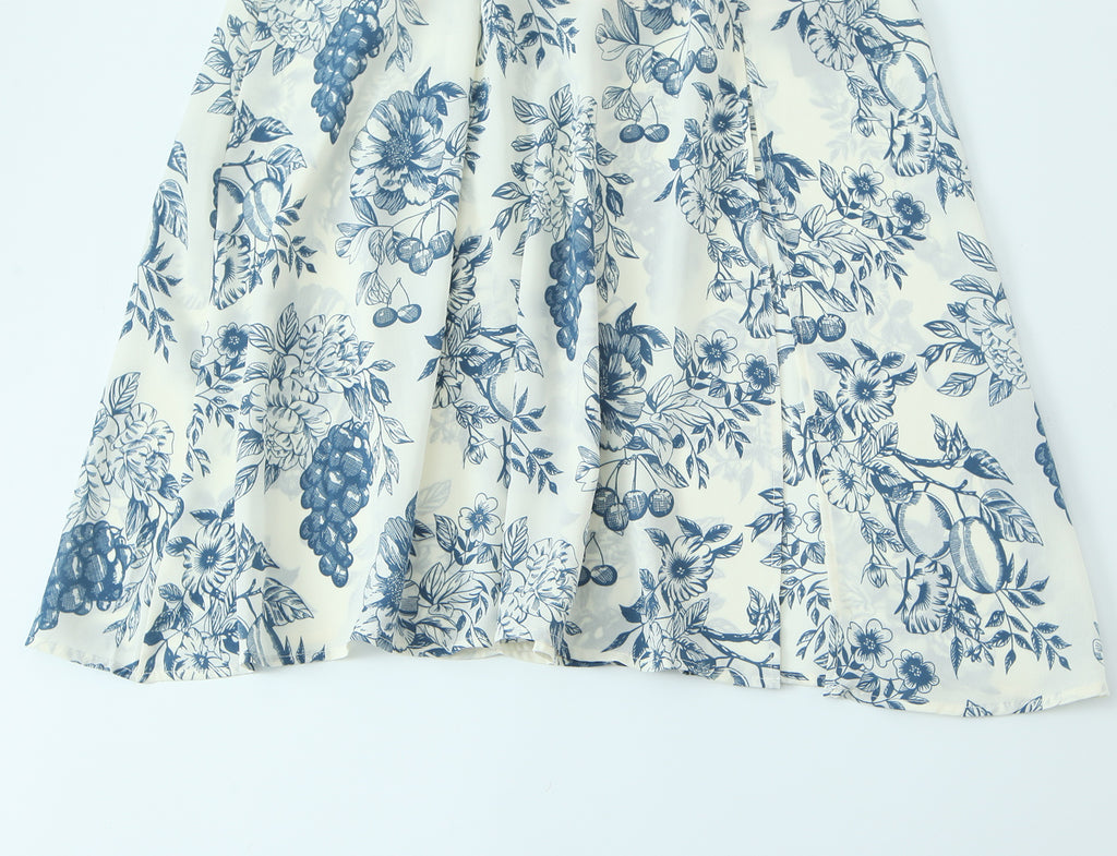 's Early Spring Square Collar Side Slit Ninth Sleeve Dress