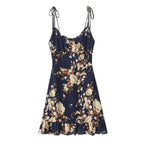 Women's Spaghetti-Strap Floral Smocked Ruffle A-Line Mini Dress