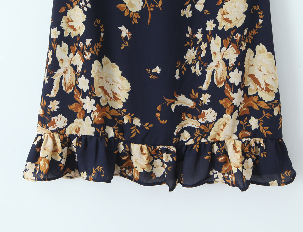 Women's Spaghetti-Strap Floral Smocked Ruffle A-Line Mini Dress