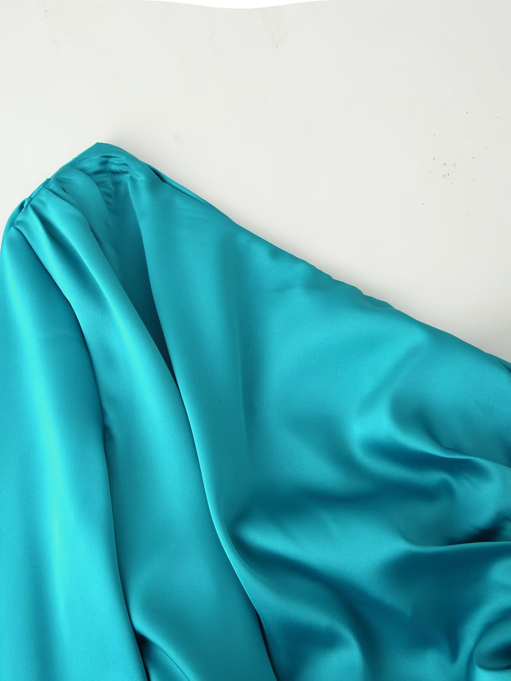 Satin One-Shoulder Ruffle Maxi Dress