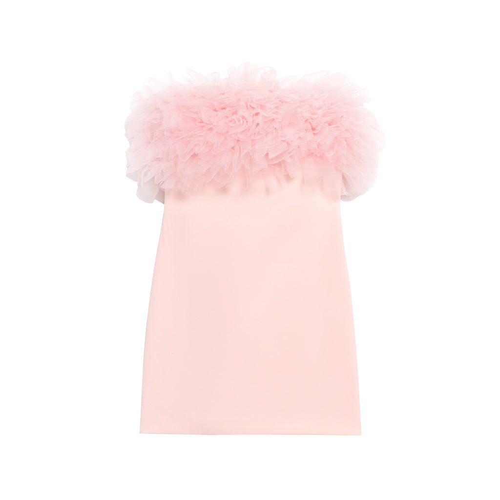 Women Clothing Summer Graceful Fashionable Slim Fit Fluffy Silk Net Short Dress