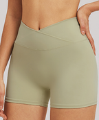 Cross Waist Yoga Shorts Tight Brushed Workout Shorts Outdoor Cycling