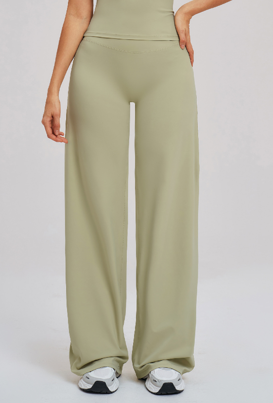 Brushed Wide-Leg Sports Pants