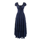 Women's Square-Neck Ruffle Puff-Sleeve Midi Dress
