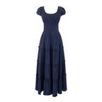Women's Square-Neck Ruffle Puff-Sleeve Midi Dress