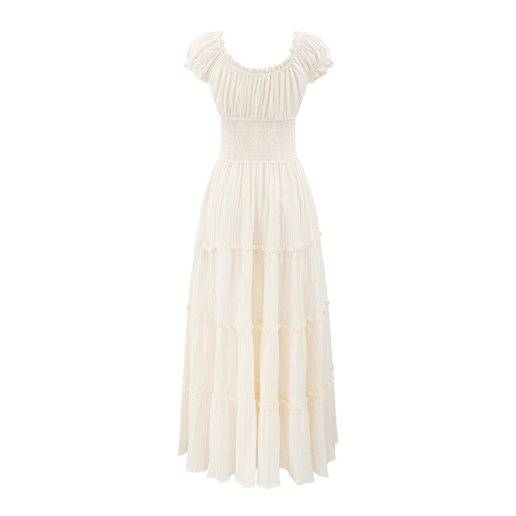 Women's Square-Neck Ruffle Puff-Sleeve Midi Dress