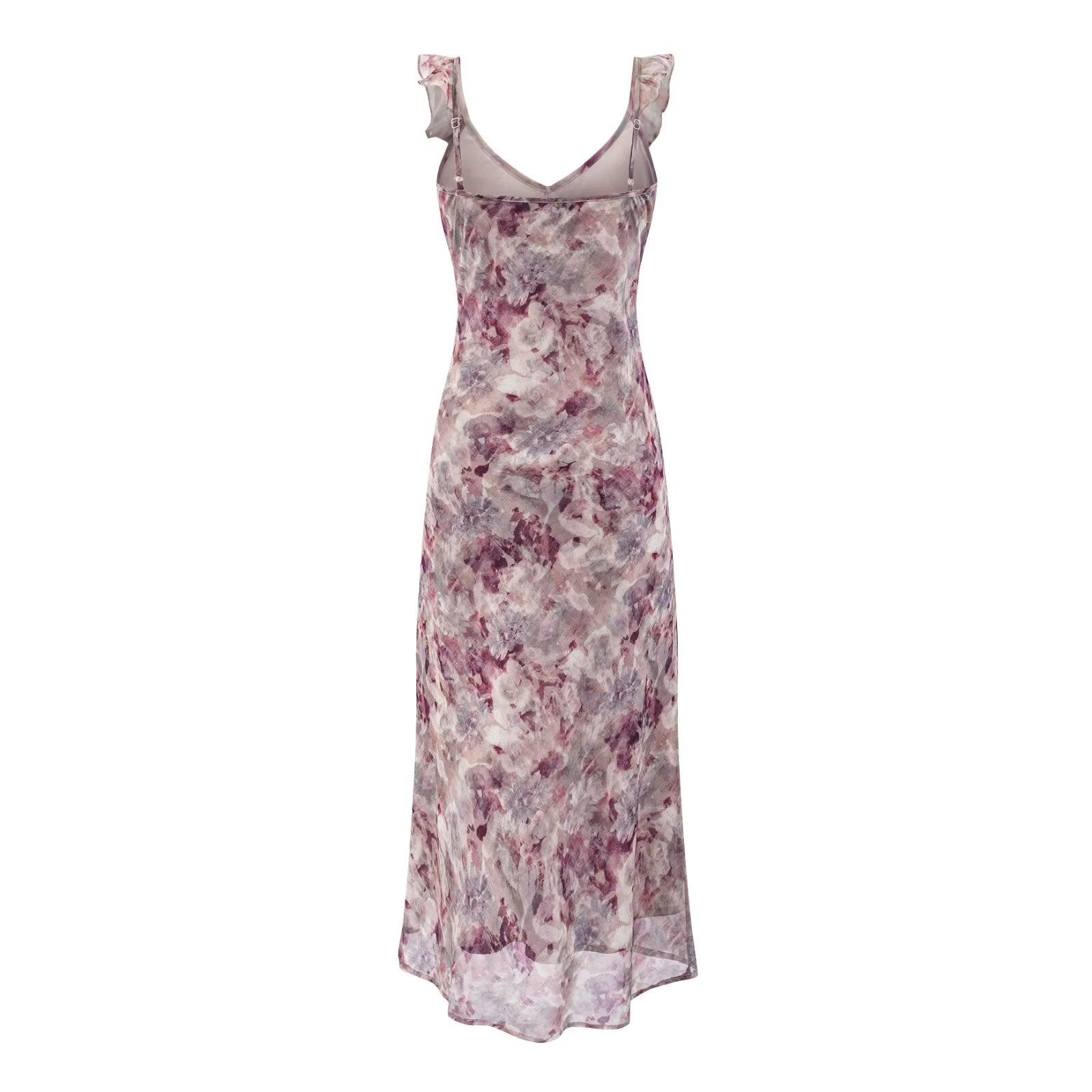 Women's Floral V-Neck Ruched Midi Dress