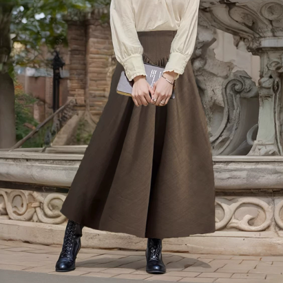 Belly Covering High Grade Small Waist A Line Lace Up Skirt