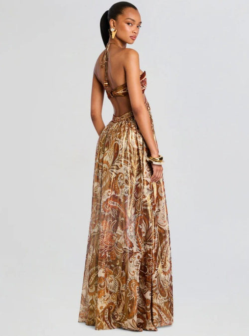 Women's Clothing Autumn Court High Grade Strap Backless Sexy Halter Dress
