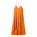 Satin Chain-Detail Halter Maxi Dress