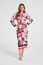 Women's Polka-Dot Shirt & Midi Skirt Set
