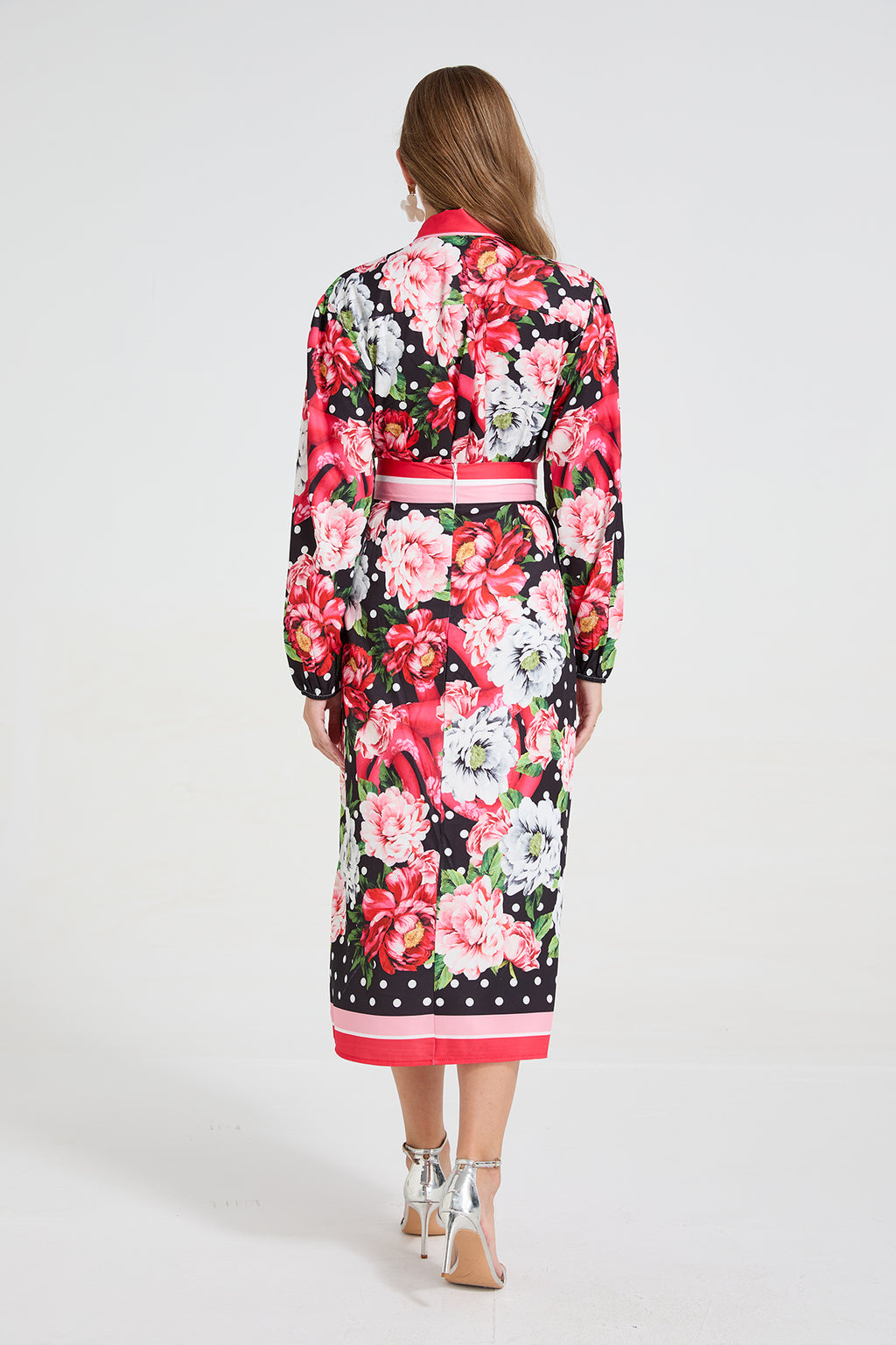 Women's Polka-Dot Shirt & Midi Skirt Set