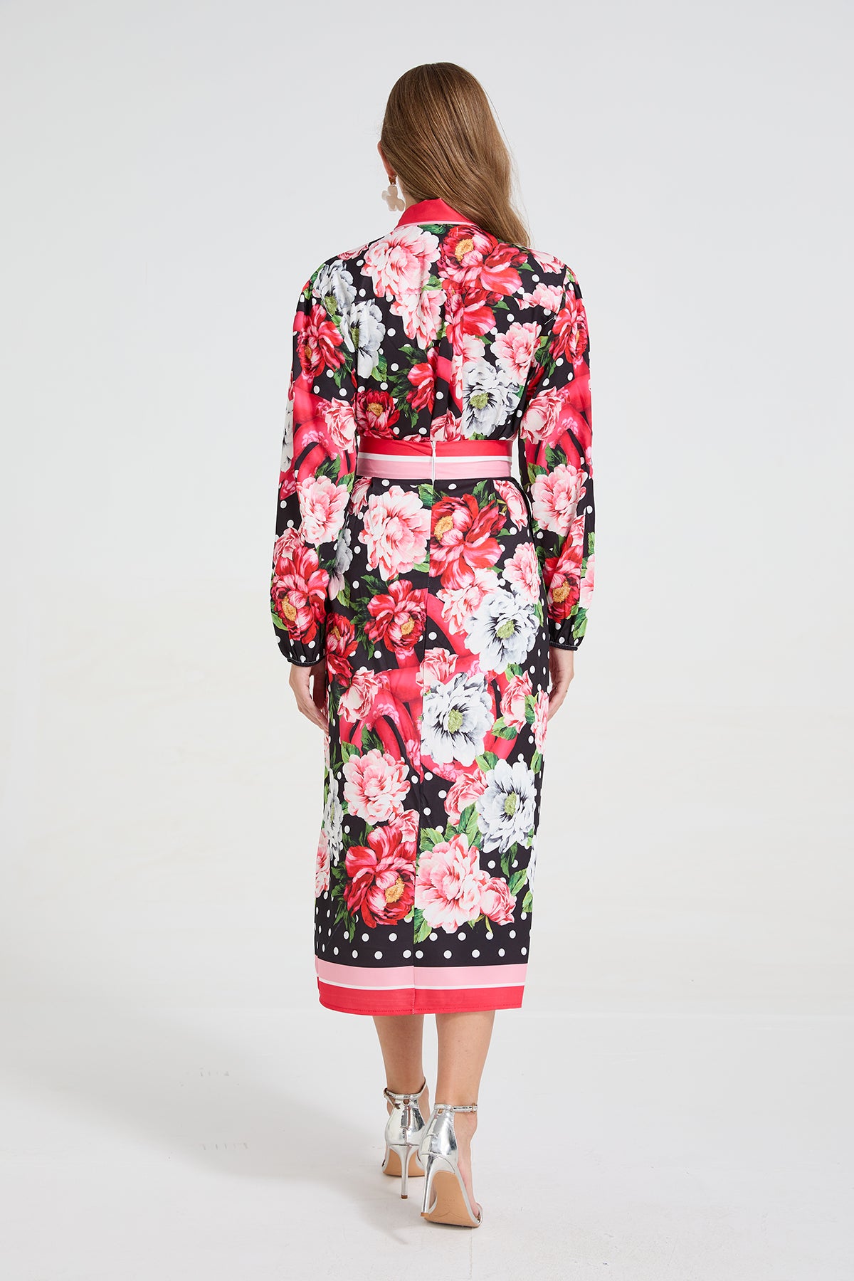 Women's Polka-Dot Shirt & Midi Skirt Set