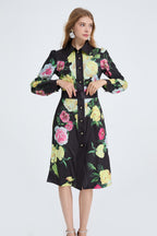 Printed Long-Sleeve Shirt Dress