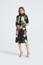 Printed Long-Sleeve Shirt Dress