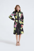 Printed Long-Sleeve Shirt Dress