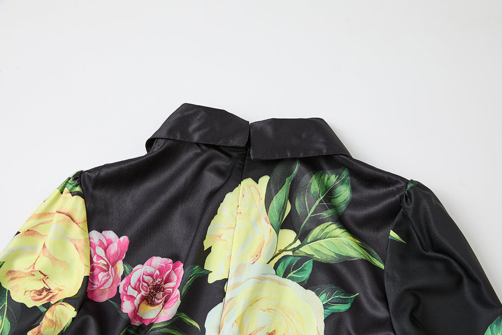 Printed Long-Sleeve Shirt Dress