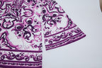 Women's Printed Long-Sleeve Slit Dress