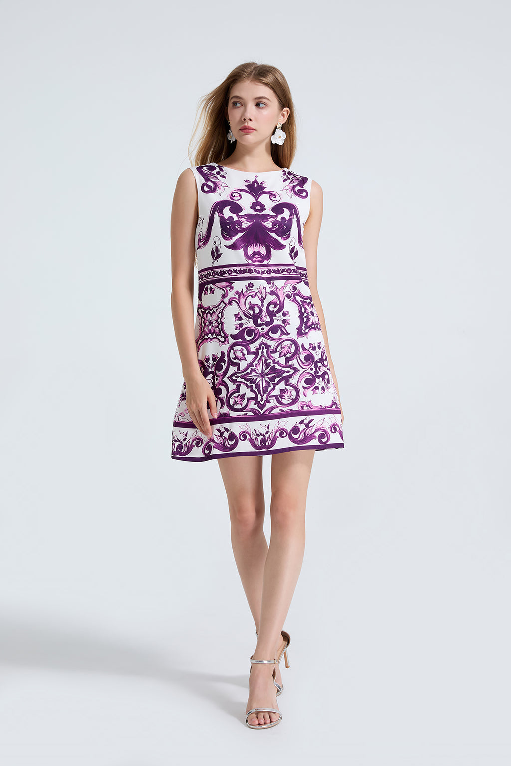 Women's Printed Round-Neck Sleeveless Dress
