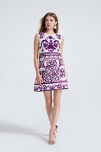 Women's Printed Round-Neck Sleeveless Dress