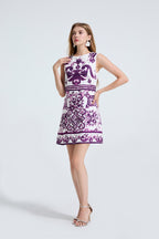 Women's Printed Round-Neck Sleeveless Dress