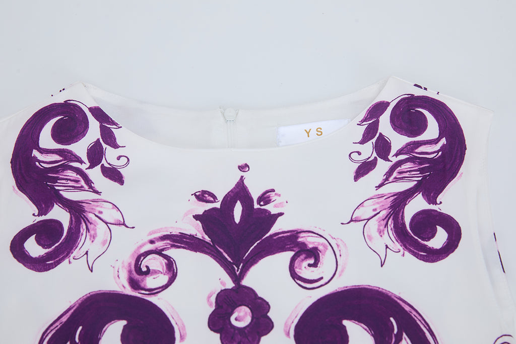 Women's Printed Round-Neck Sleeveless Dress