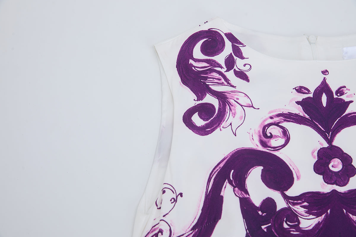 Women's Printed Round-Neck Sleeveless Dress