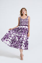 Women's Printed V-Neck Sleeveless Dress