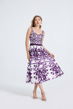 Women's Printed V-Neck Sleeveless Dress