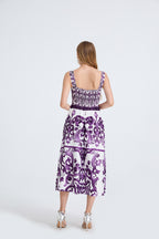 Women's Printed V-Neck Sleeveless Dress