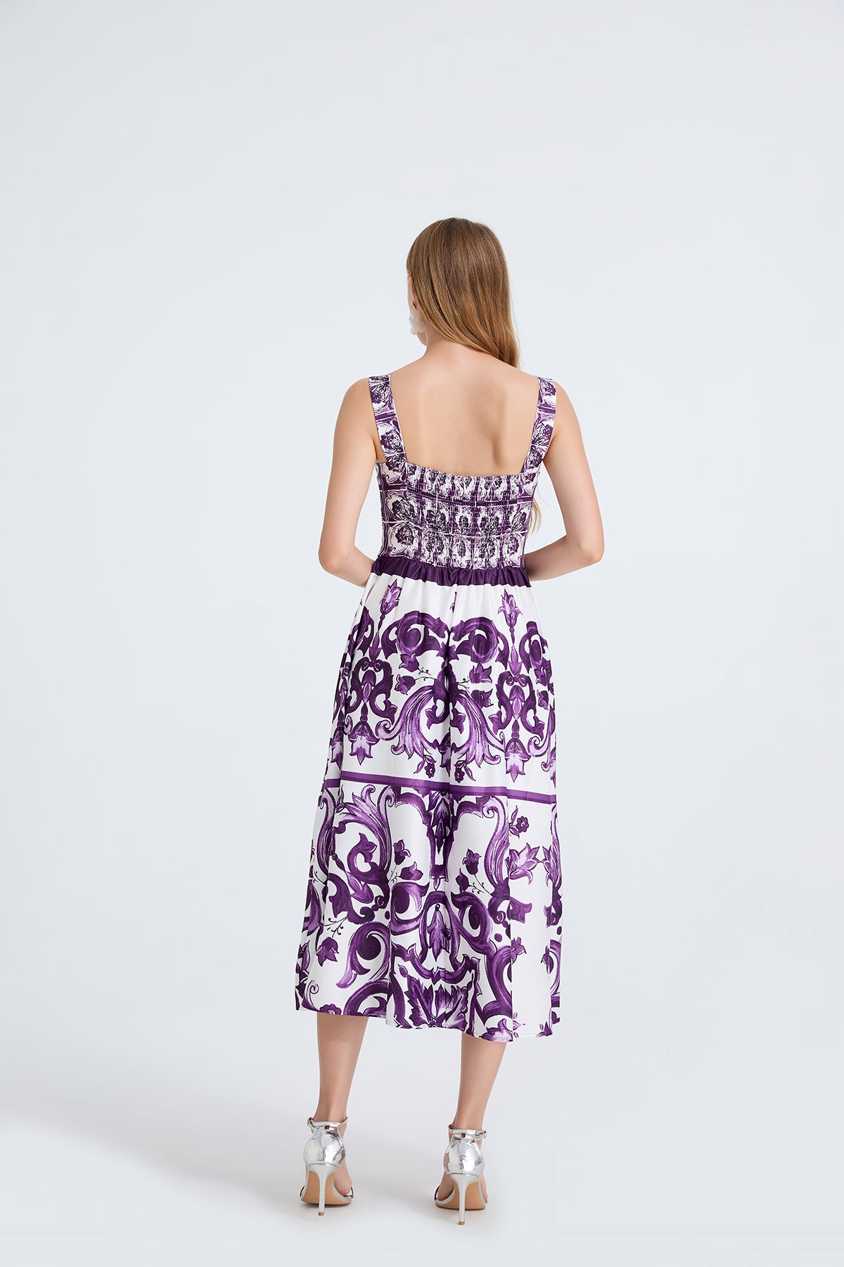 Women's Printed V-Neck Sleeveless Dress