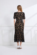 Women's V-Neck Short-Sleeve Bodycon Midi Dress
