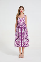 Women's Printed V-Neck Sleeveless Dress