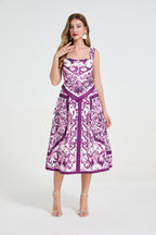 Women's Printed V-Neck Sleeveless Dress