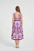 Women's Printed V-Neck Sleeveless Dress