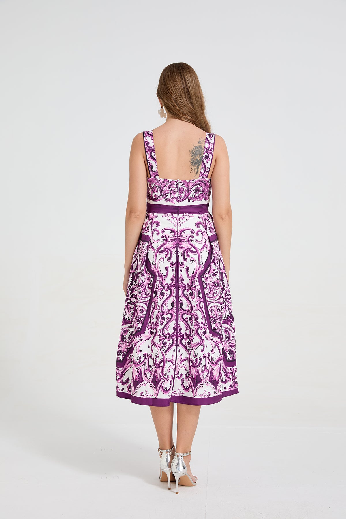 Women's Printed V-Neck Sleeveless Dress