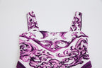 Women's Printed V-Neck Sleeveless Dress