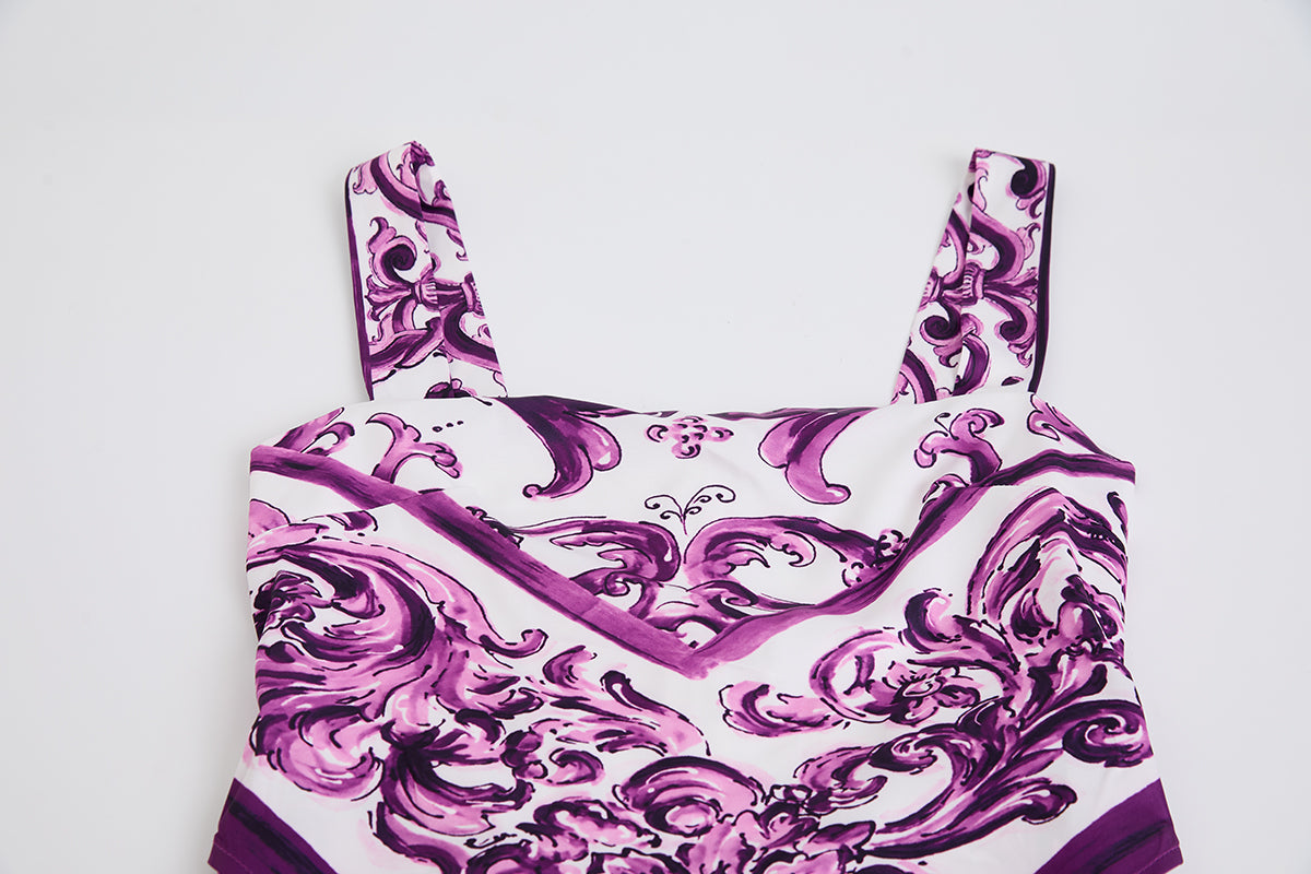Women's Printed V-Neck Sleeveless Dress