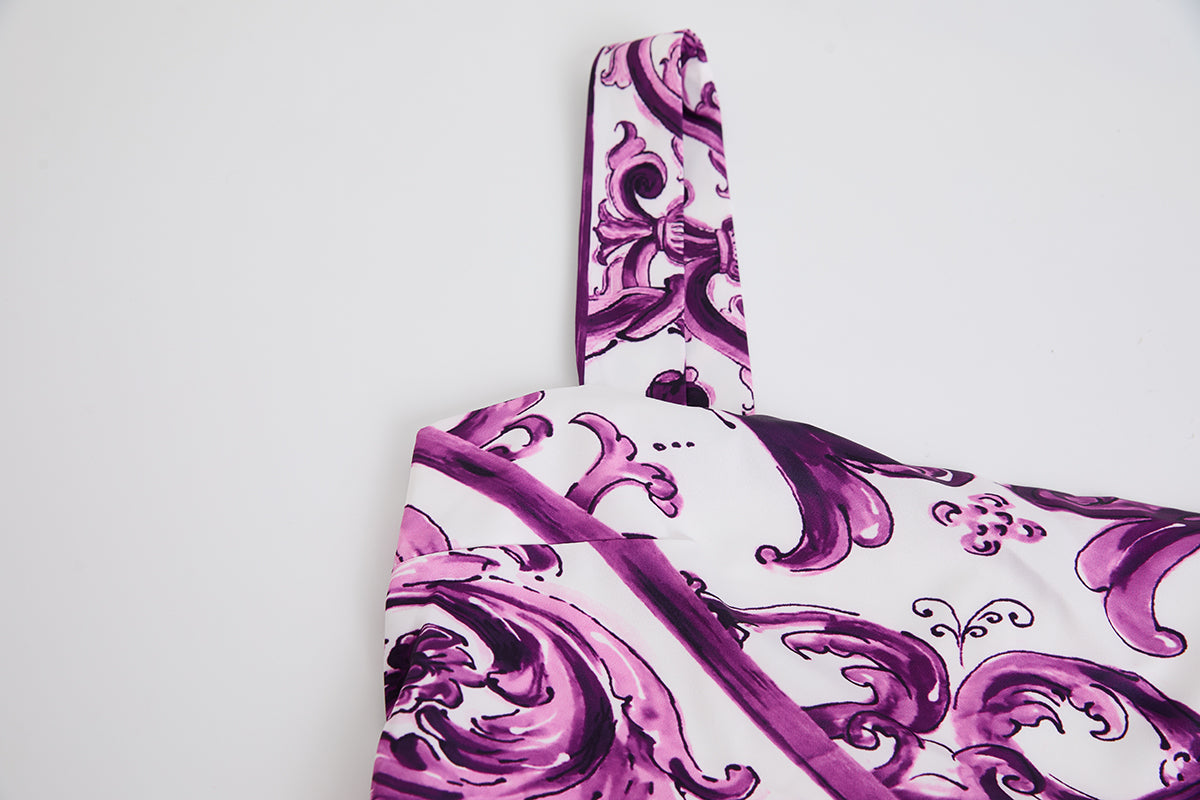 Women's Printed V-Neck Sleeveless Dress