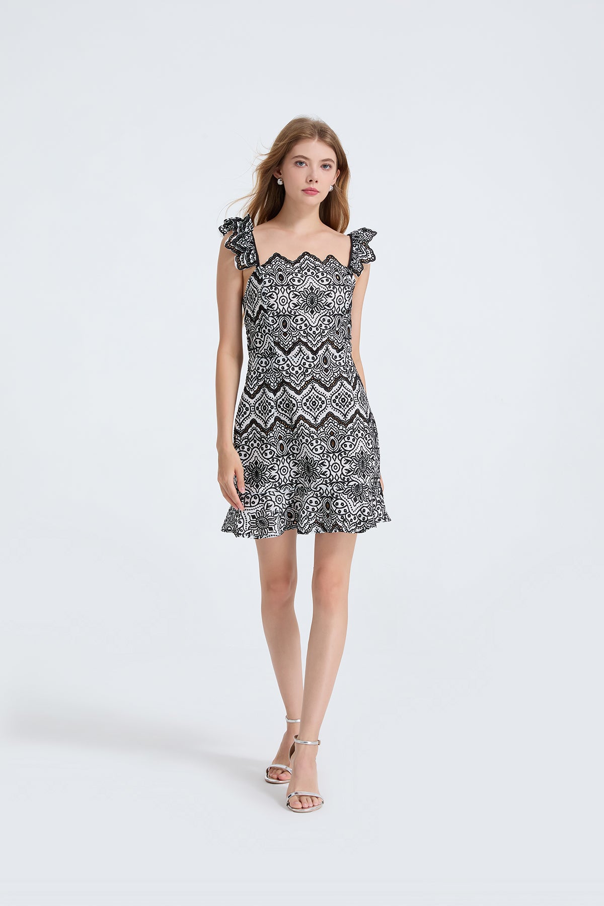 Women's Printed V Neck Sleeveless Dress