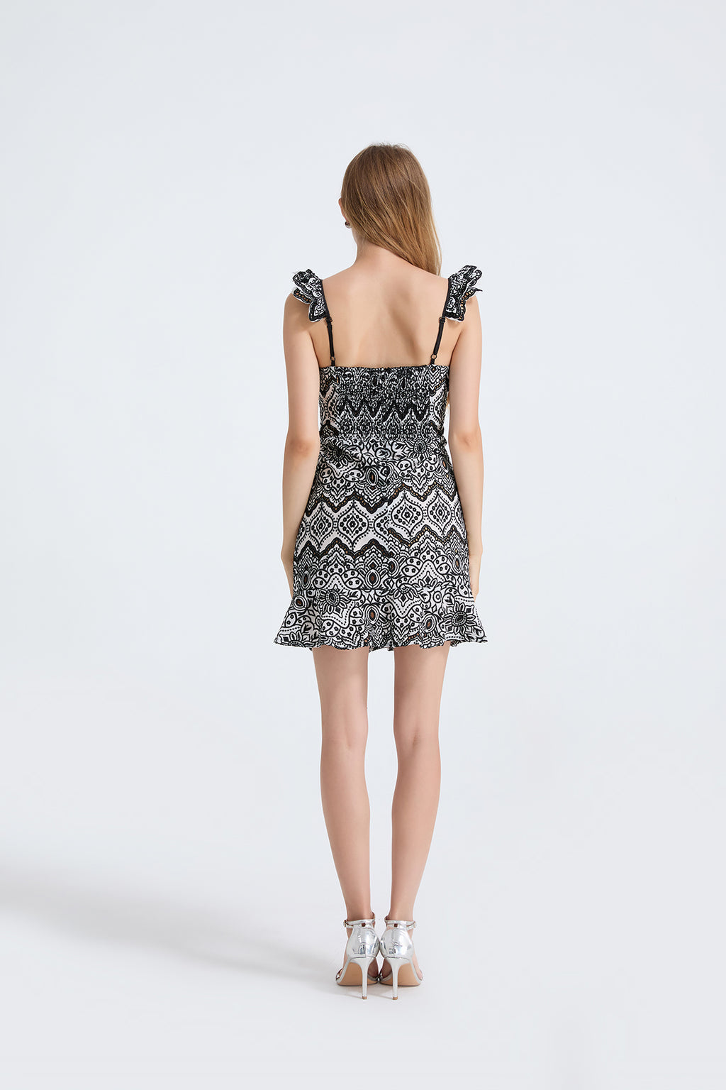Women's Printed V Neck Sleeveless Dress
