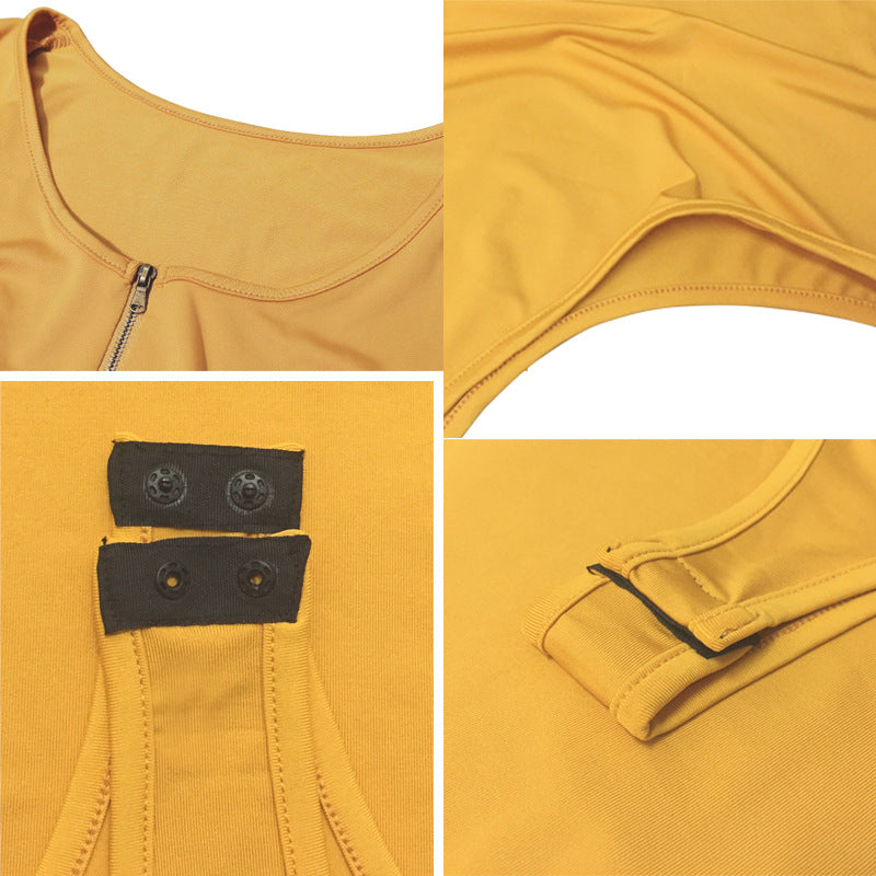 Solid Color Long Sleeve Zipper Bodysuit