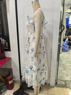 Women's Floral Embroidered Ruffled Cami Midi Dress