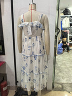 Women's Floral Embroidered Ruffled Cami Midi Dress