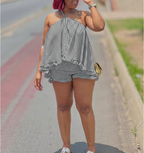Elegant Halter Loose Sleeveless Striped Two Piece Sets