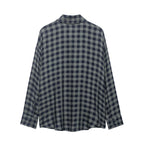 Retro Plaid Scarf Shirt for Women