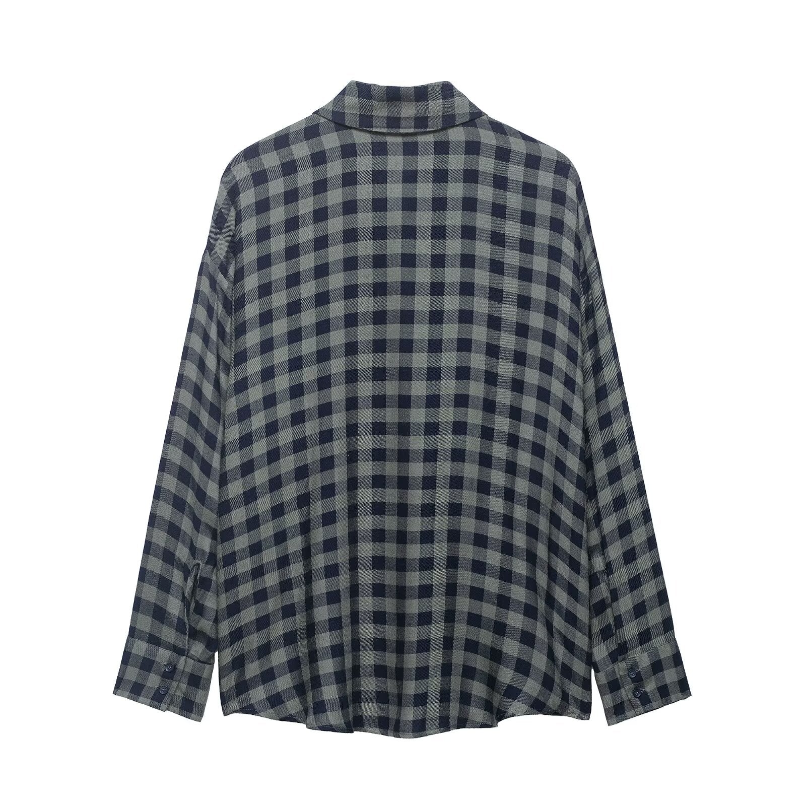 Retro Plaid Scarf Shirt for Women