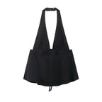 Women's Bow Decoration Hanging Collar Backless Top