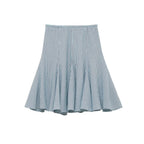 Spring Plaid Wavy Wide Hem Midi Skirt